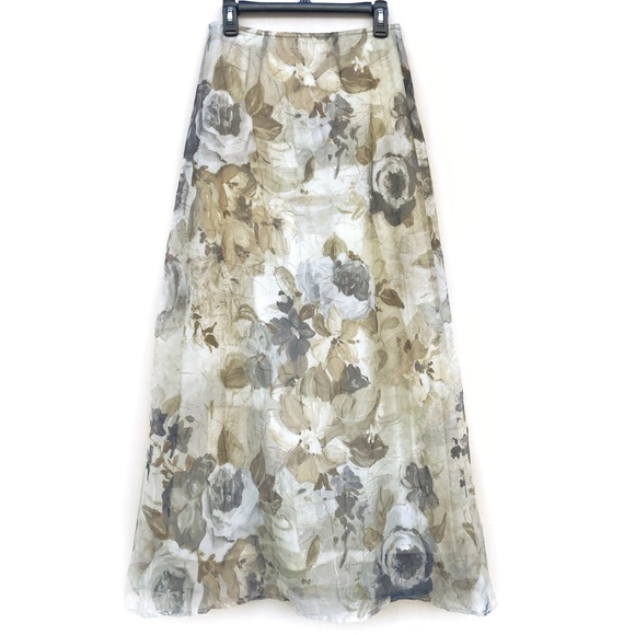 Vintage Dresses & Skirts - Vintage Y2K Abstract Floral Crackle Sheer Maxi Skirt Size S